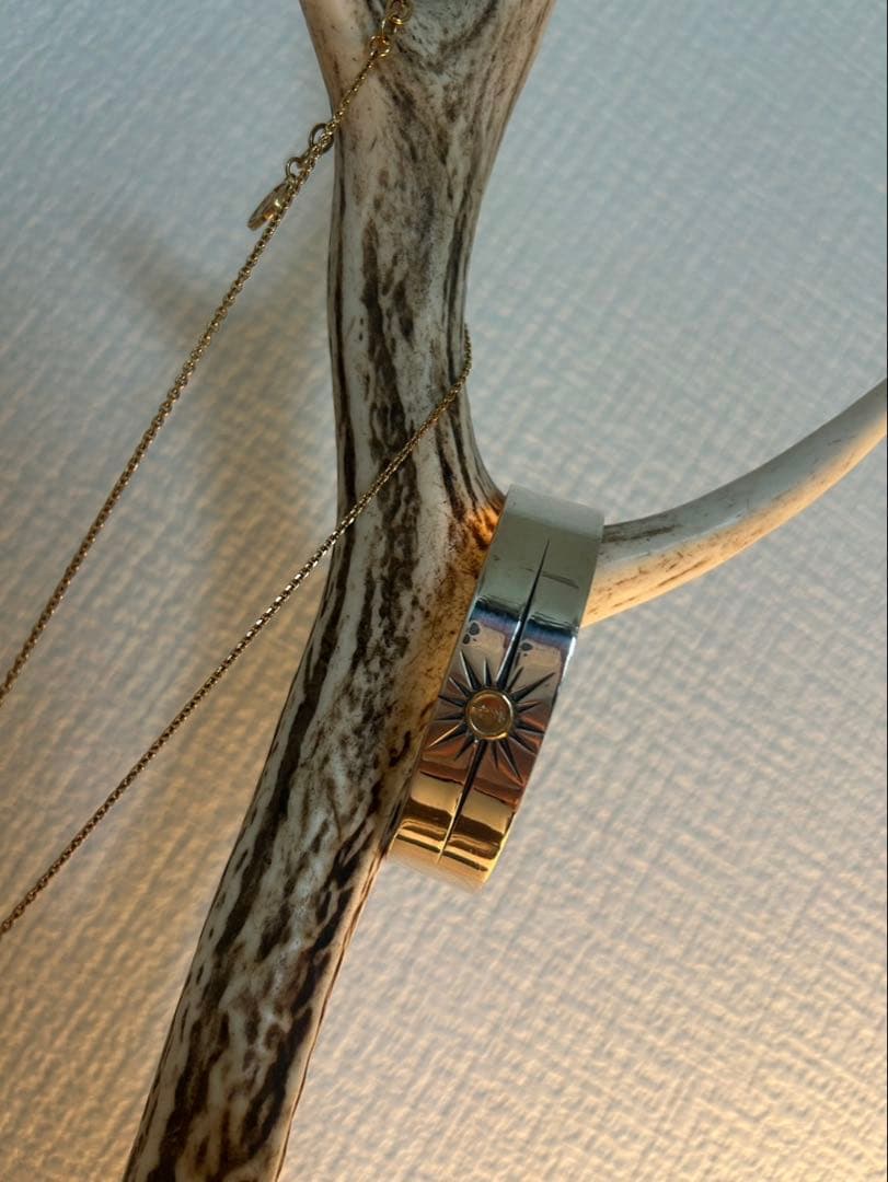 太陽モチーフ　バングル　銀925 K18ゴールド