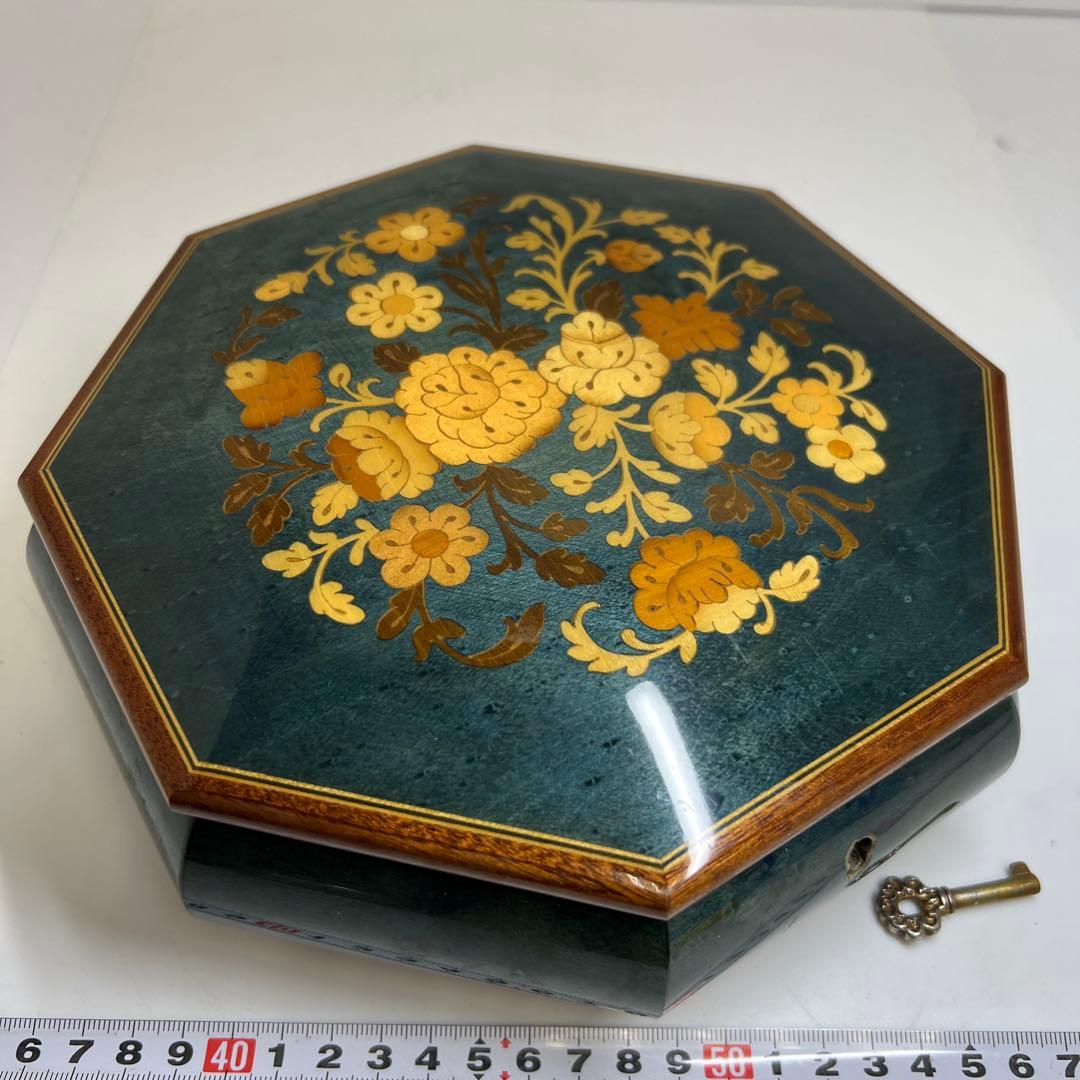 リュージュ　象嵌　オルゴール　幅約24㎝　タサチ　東な8-0121①