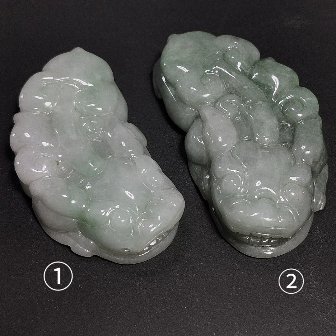 高品質 ミャンマー産 A貨 翡翠 貔貅 ペア ヒキュウ ネックレス 置物