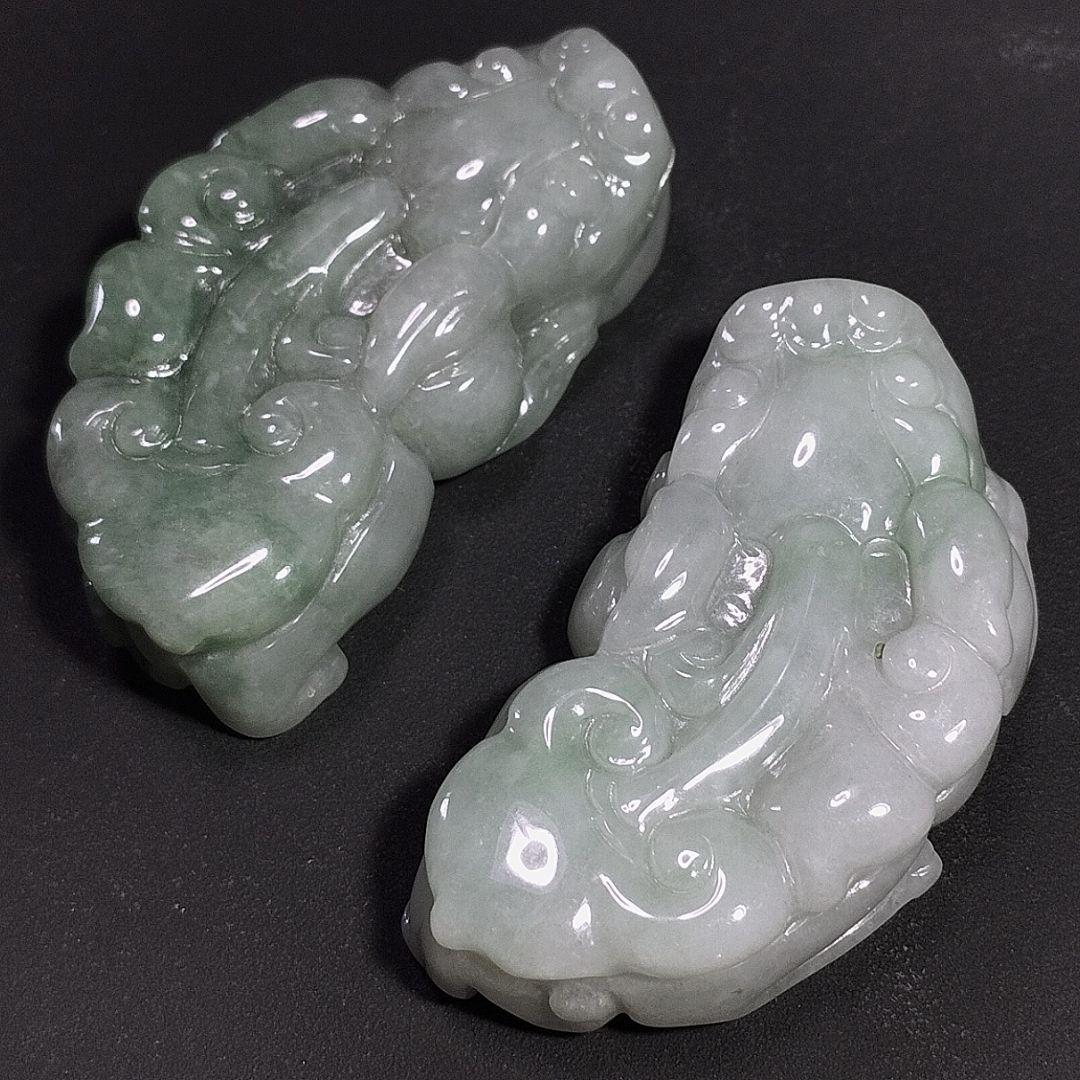高品質 ミャンマー産 A貨 翡翠 貔貅 ペア ヒキュウ ネックレス 置物