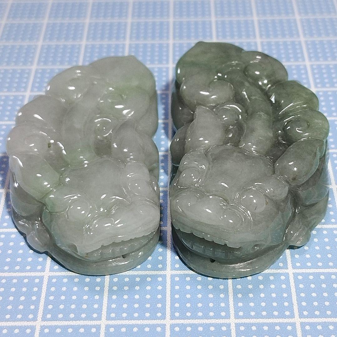 高品質 ミャンマー産 A貨 翡翠 貔貅 ペア ヒキュウ ネックレス 置物