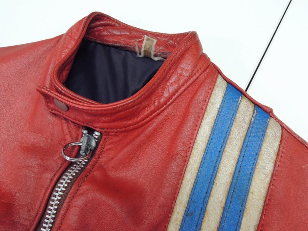 70S VINTAGE TT leathers英国製ストライプ レザーライダース