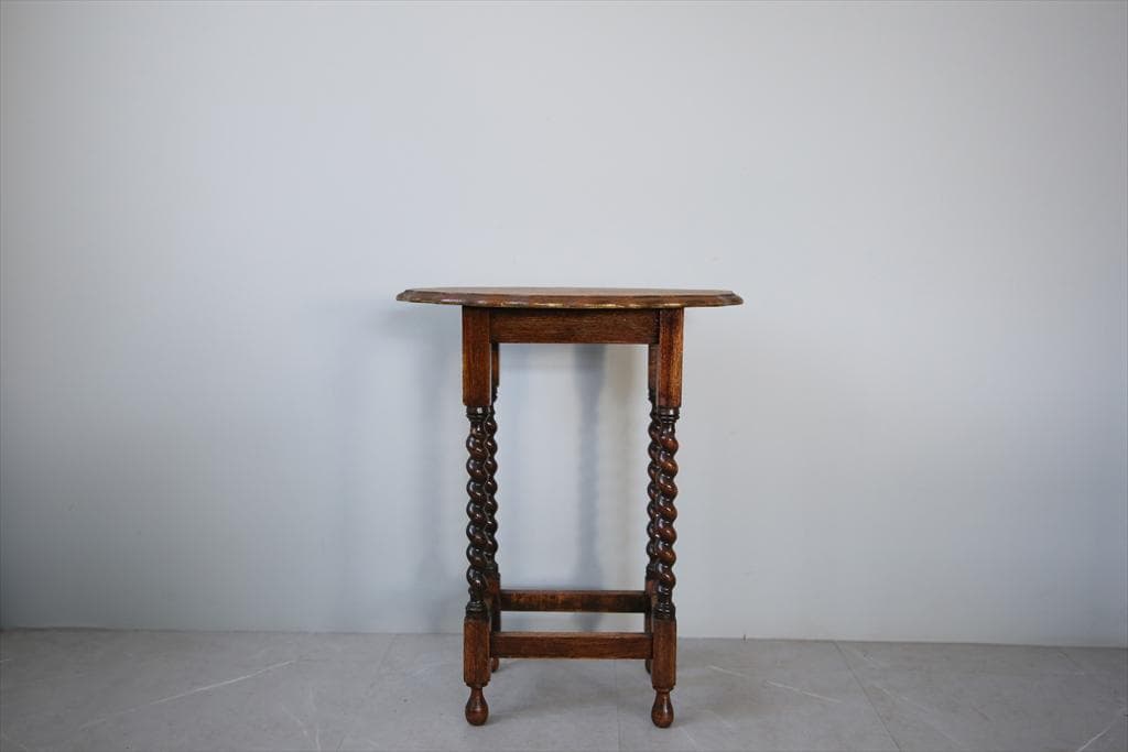 英国アンティーク木製サイドテーブル/オケージョナル机/飾り棚/花台(92-121