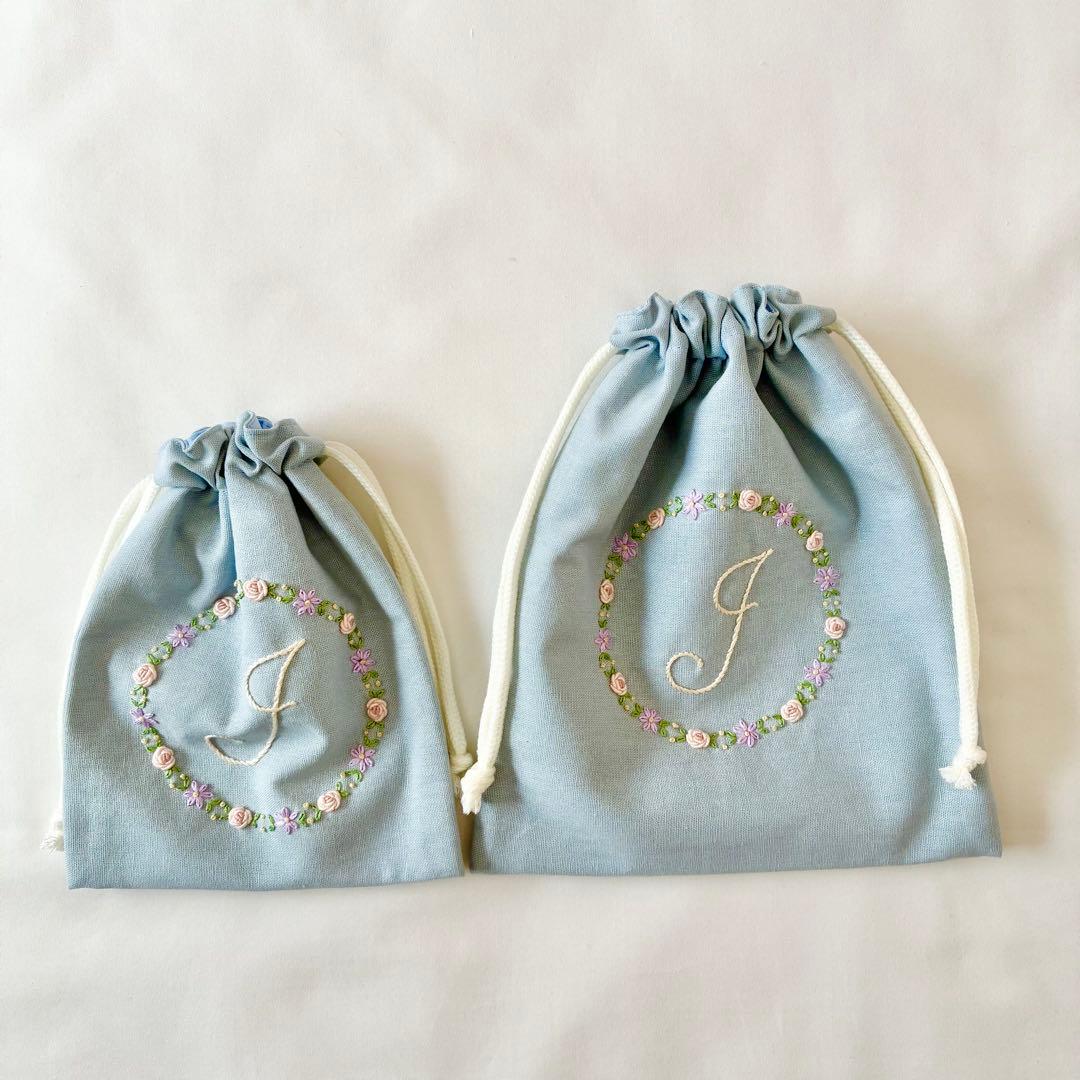 n＊様　手刺繍　辞書カバー　聖書カバー　ティッシュケース　花袋　巾着　お受験