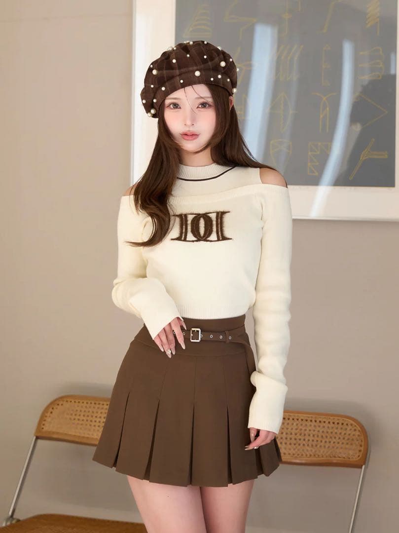 Darich ダーリッチ レイヤードライクロゴニットトップス