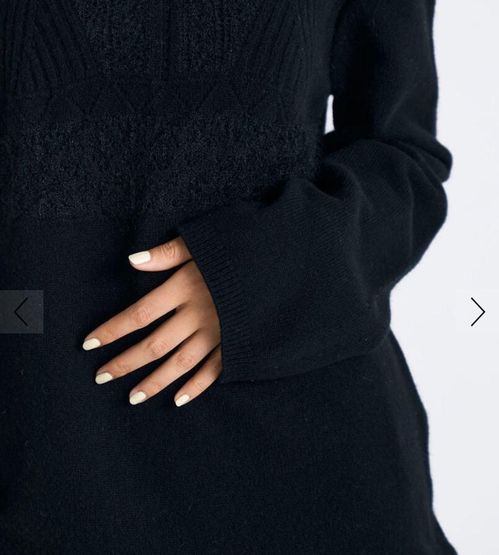 Edition パッチワークレース クルーネックニット　ホワイト