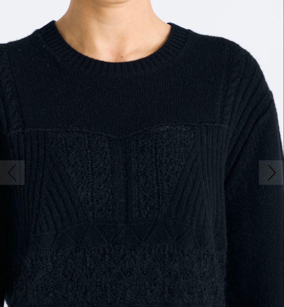 Edition パッチワークレース クルーネックニット　ホワイト