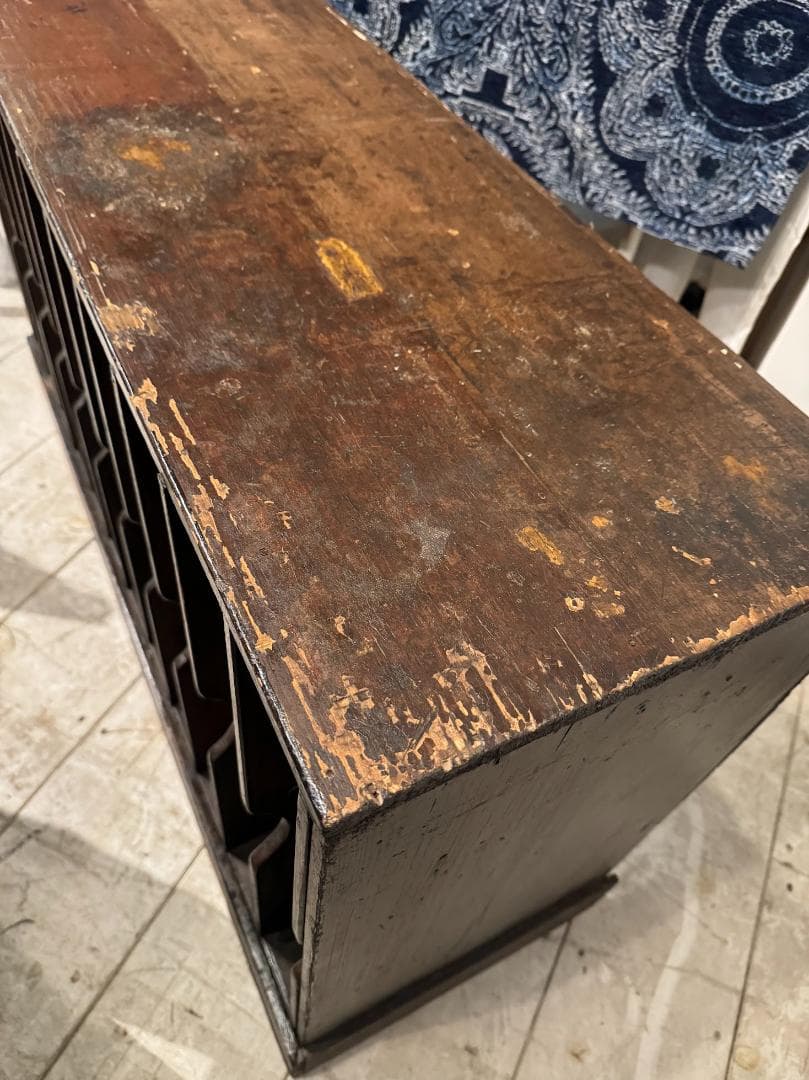 フランスアンティーク　ファイリングシェルフ　木製　キャビネット　書類整理棚