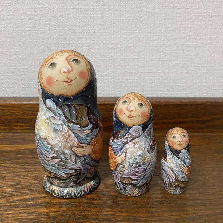 ロシア雑貨☆マトリョーシカ(3P)Birds タチアナ作