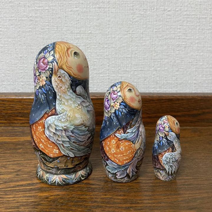 ロシア雑貨☆マトリョーシカ(3P)Birds タチアナ作
