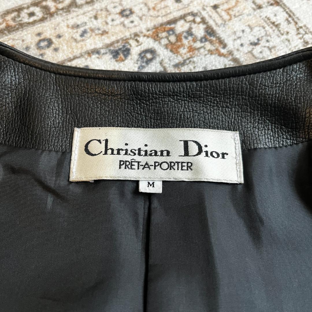 Dior　ディオール　革ジャン　ブラック　ジャケット　丸首　ヴィンテー