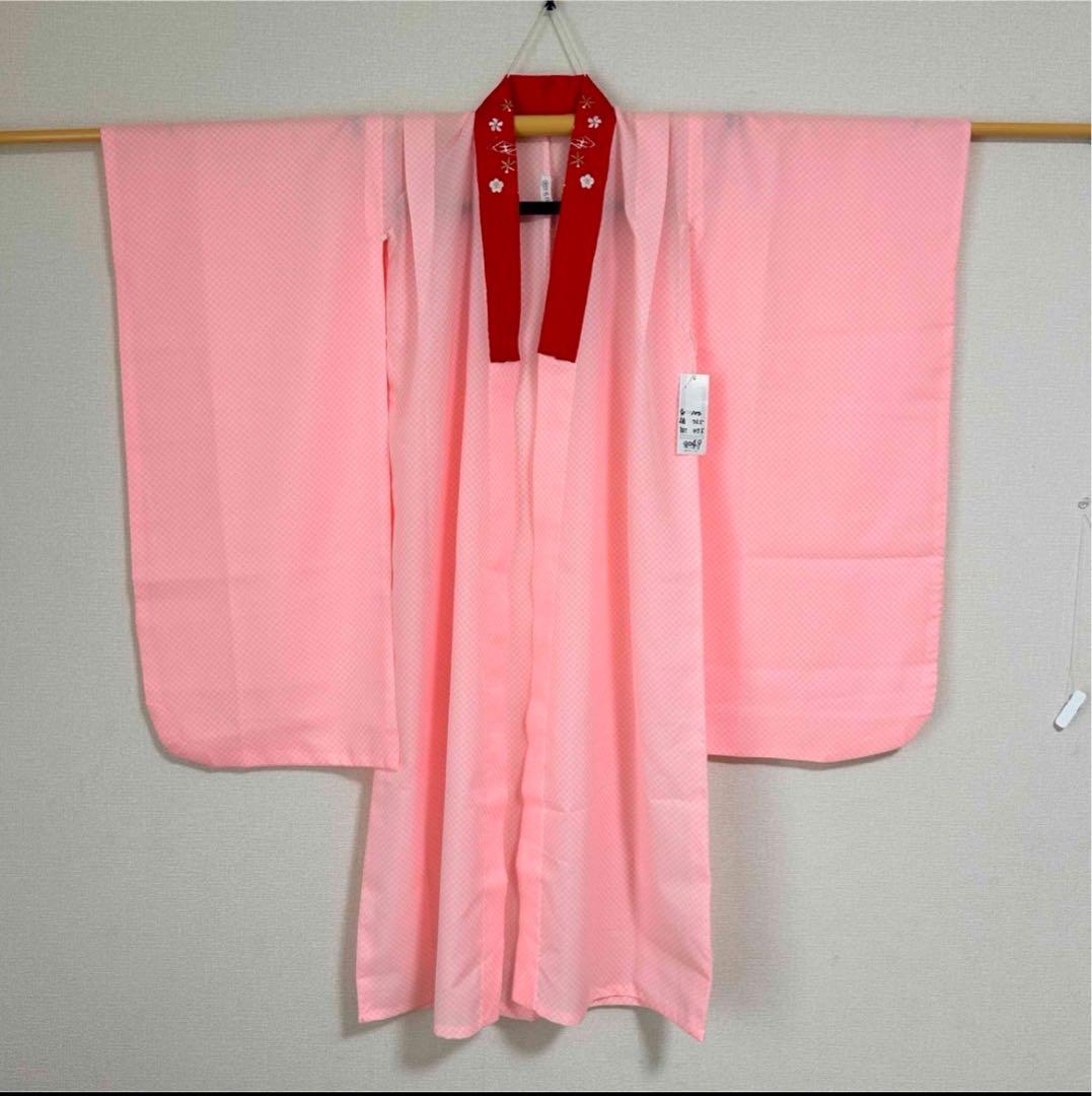 オレンジ　金駒刺繍　源氏車　花　七五三　7歳　13点フルセット　髪飾り付き