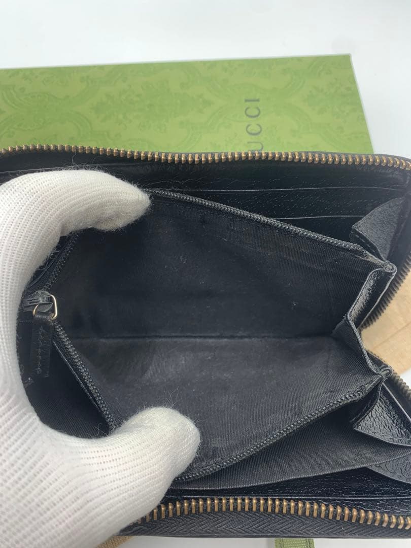 マリエGUCCI グッチ GGマーモント ジップラウンド長財布