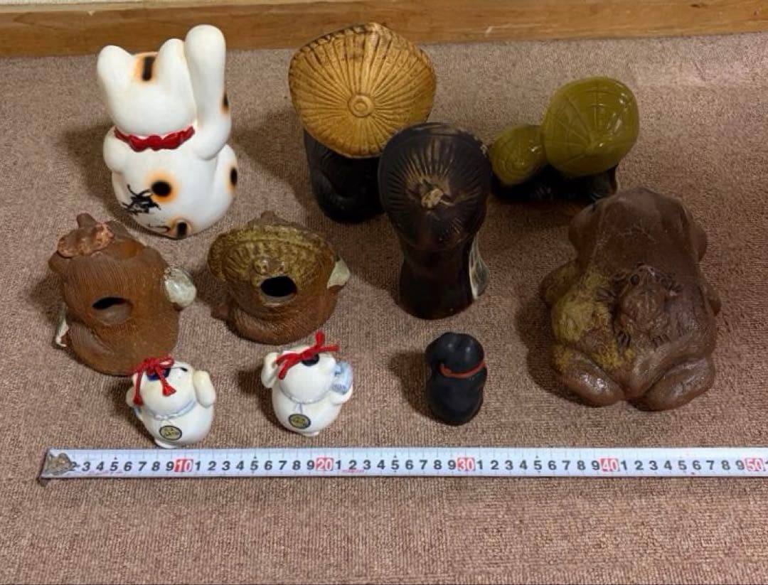 信楽焼 狸の置物 たぬき 招き猫のコレクション 招き猫 カエル 置物 まとめ売り