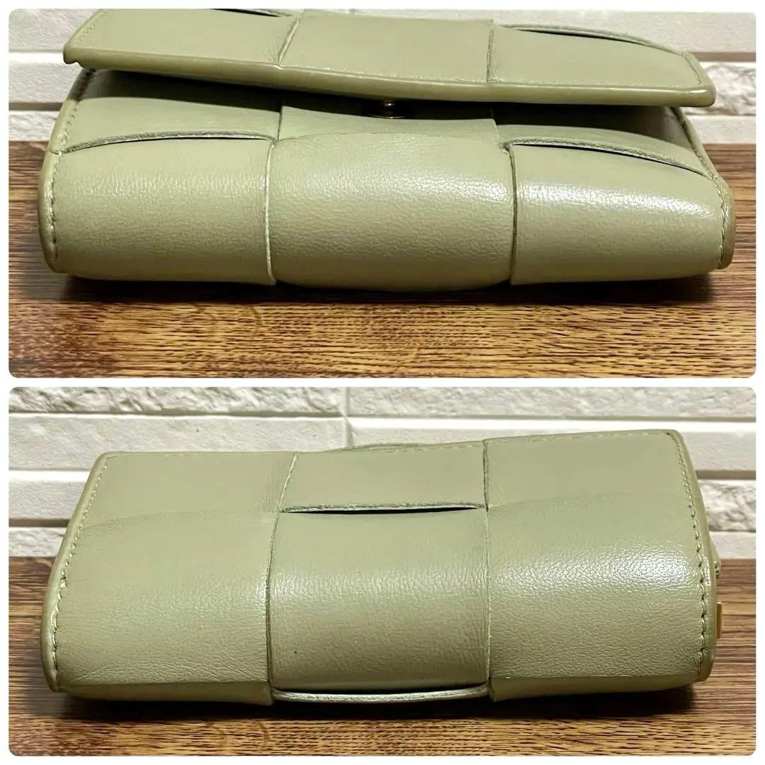 ボッテガ マキシ イントレチャート カセット 三つ折り 財布 グレージュ.