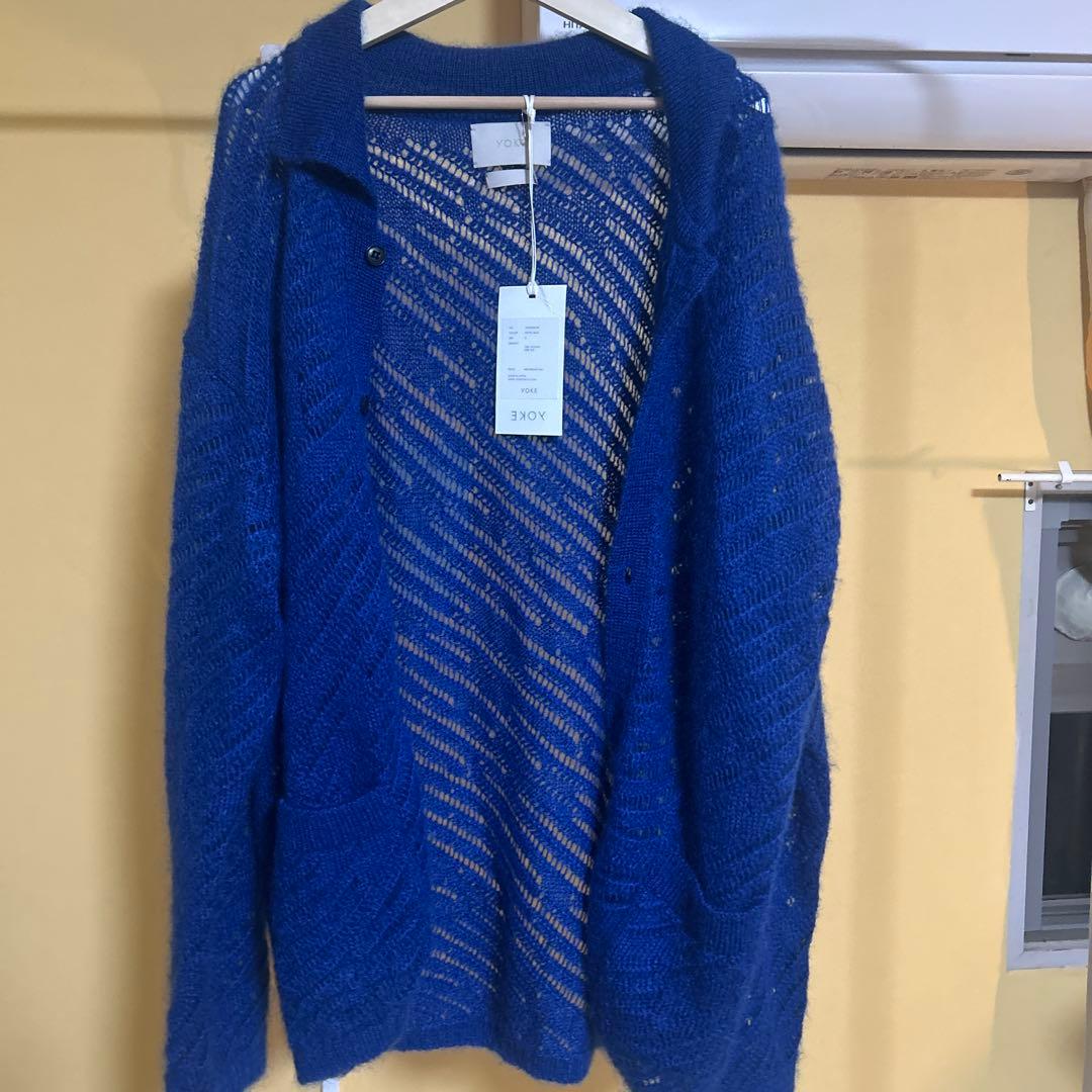 YOKE 青 ニットカーディガン