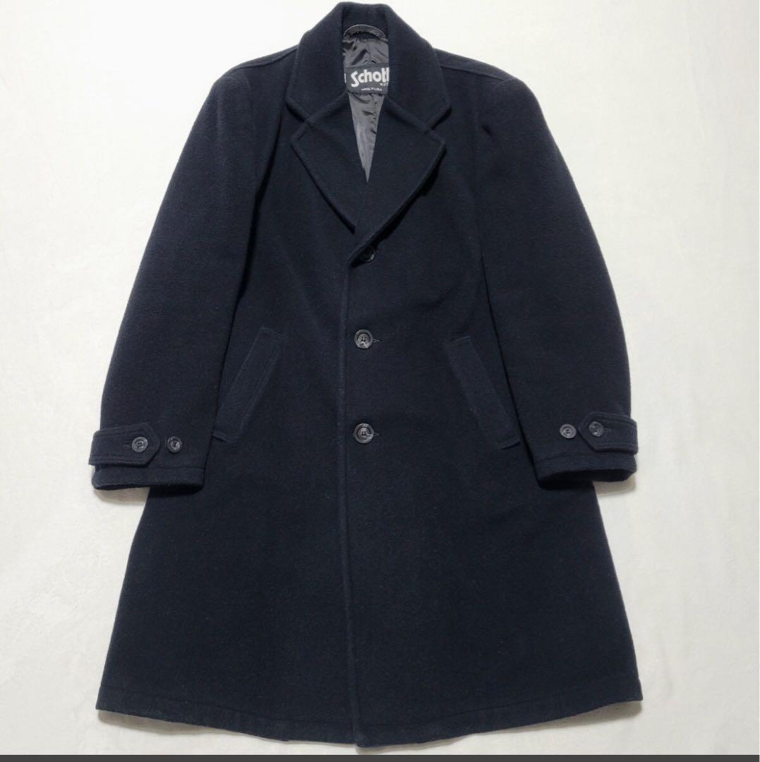 Schott ショットブラック黒チェスターコートロングコートサイズ:42（XL）