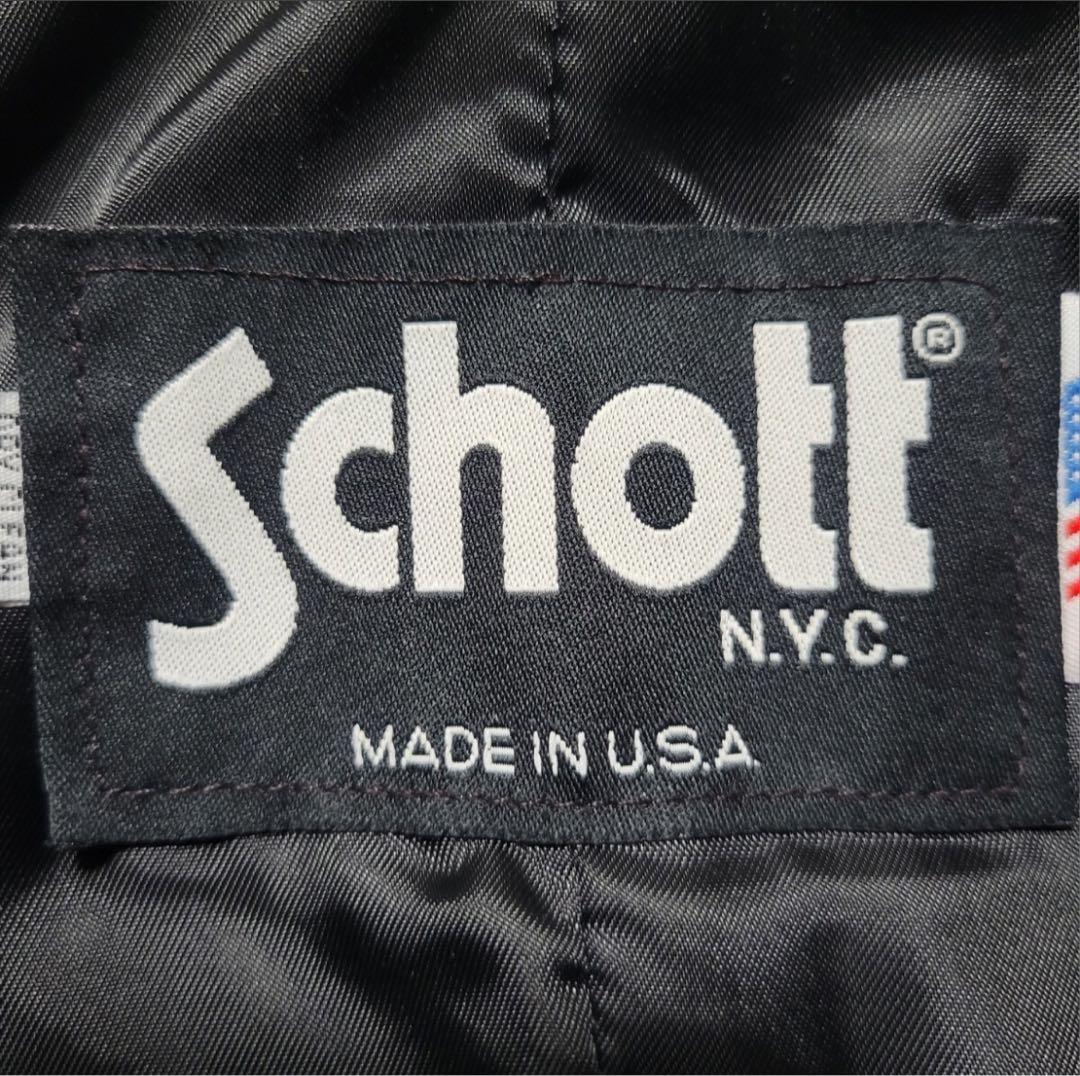 Schott ショットブラック黒チェスターコートロングコートサイズ:42（XL）