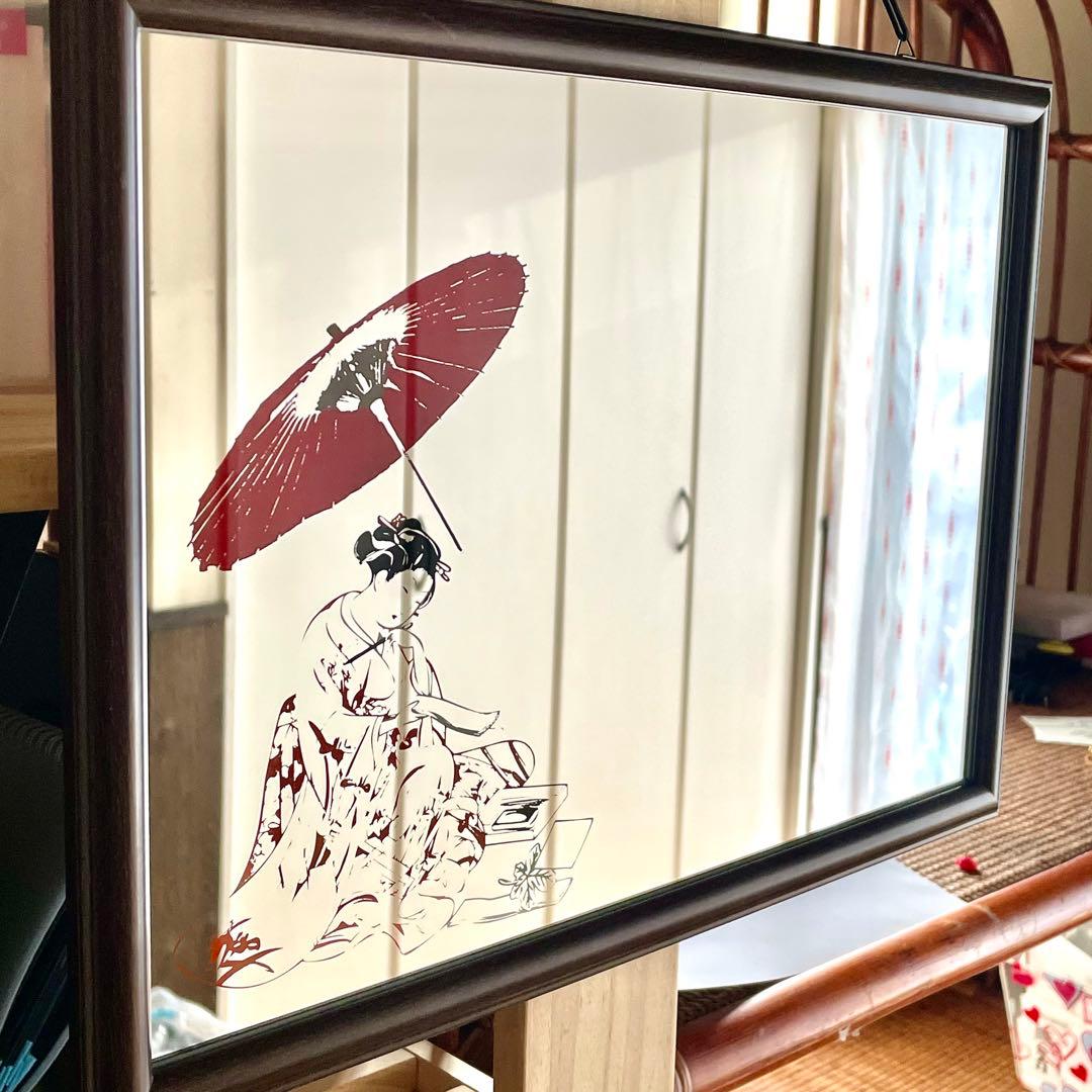 ハンドメイド　アート　ミラー　壁掛け　和風　伝統/Japanese Style