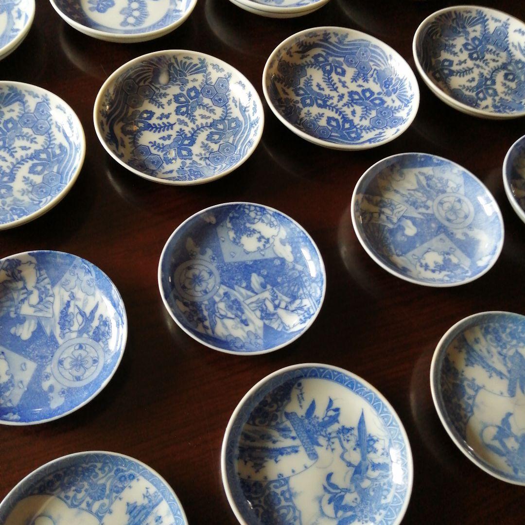伊万里　染付小皿　4種20枚　10.5〜20cm　明治〜大正期