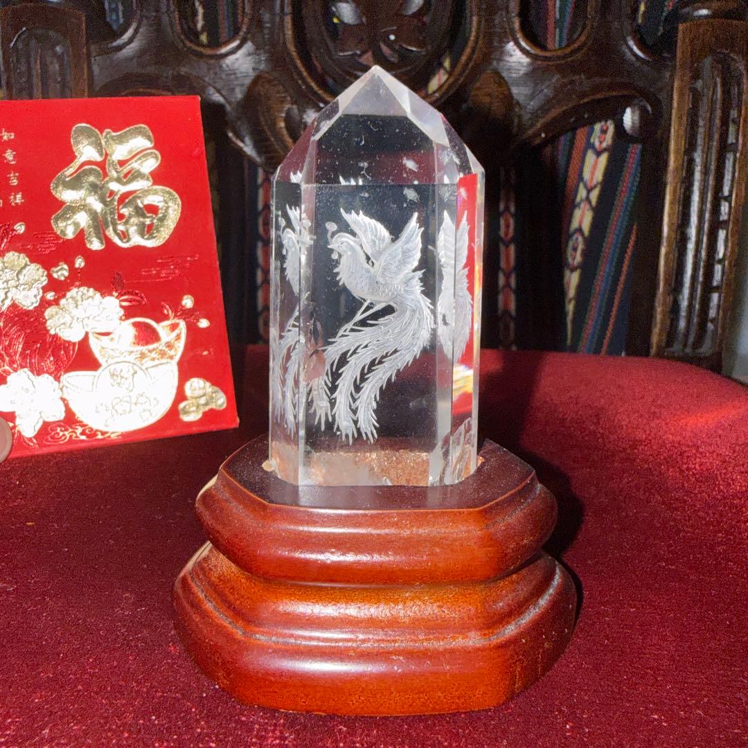 風水改運中心　クリスタル フェニックス 彫刻 置物