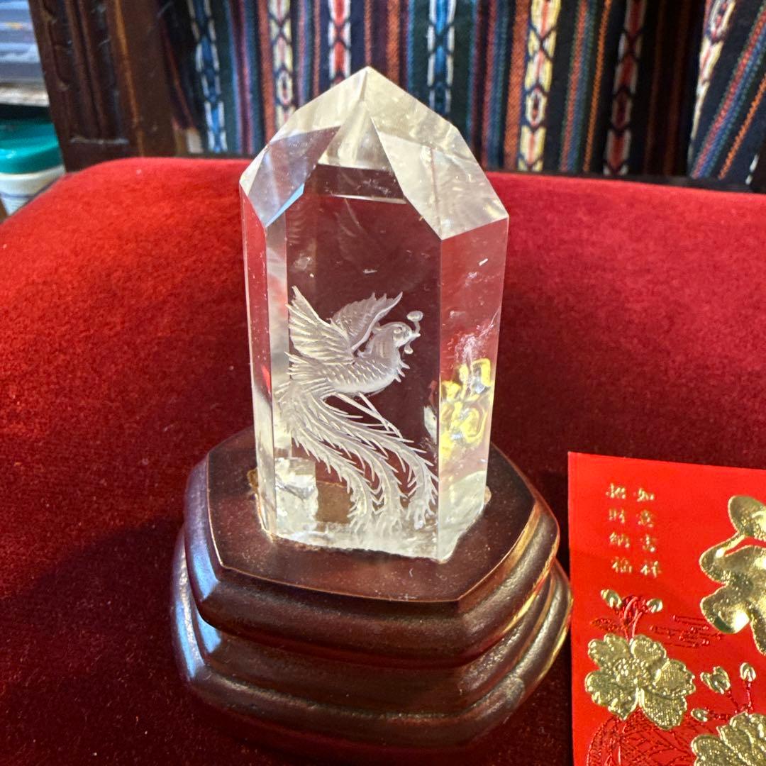 風水改運中心　クリスタル フェニックス 彫刻 置物