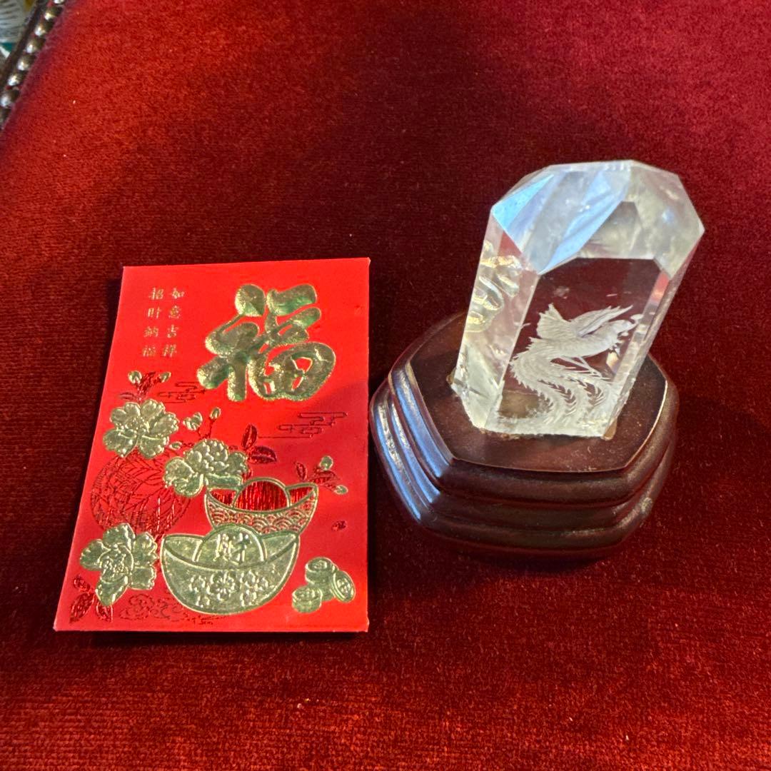 風水改運中心　クリスタル フェニックス 彫刻 置物