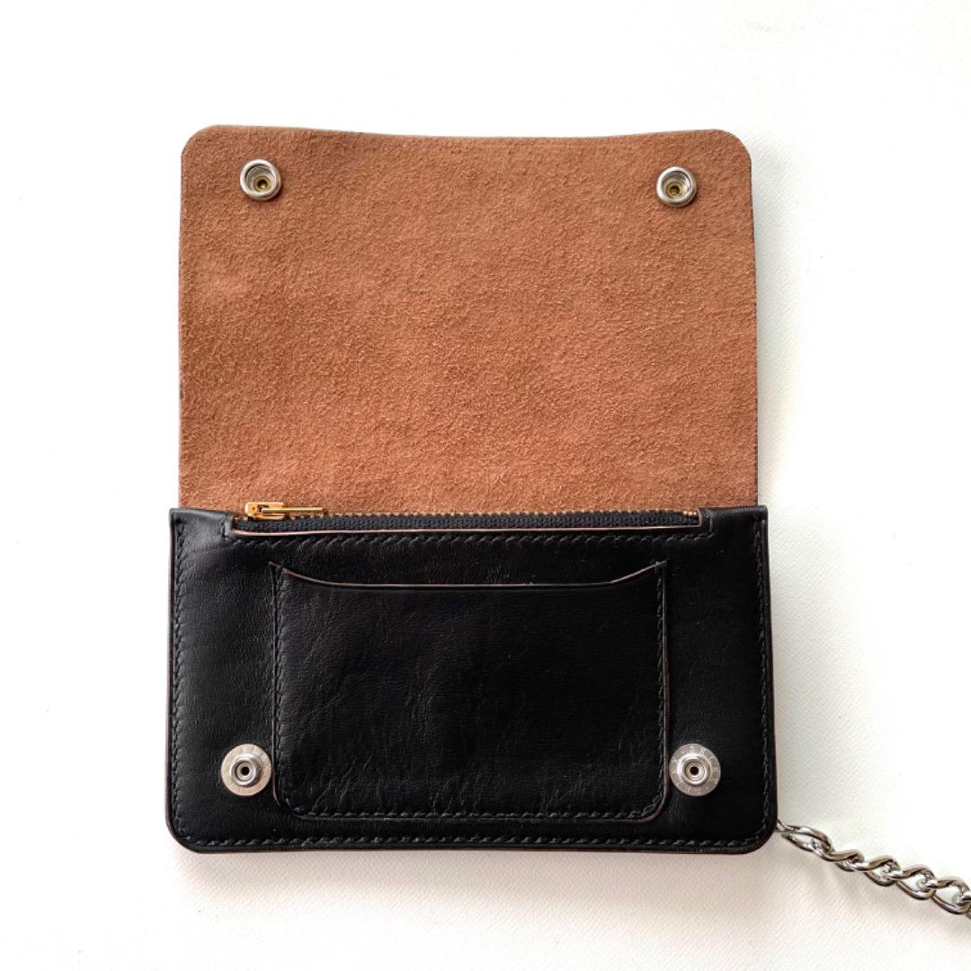 ミドルトラッカーウォレット　ホースハイド　デッドストックジッパー　前面ポケット