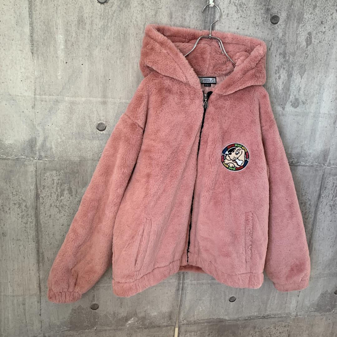 429d 極美品【希少Lサイズ】ガルフィー☆ ふわもこフリースジャケット ピンク