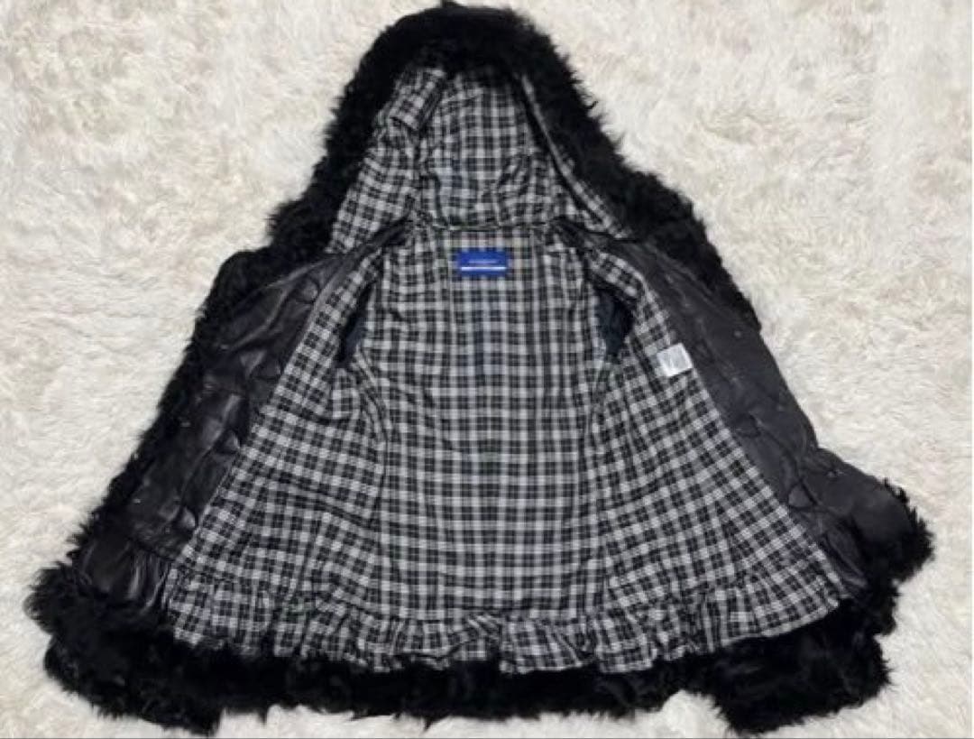 未使用　バーバリーブルーレーベル　ラムレザー ダッフルコート 黒　M