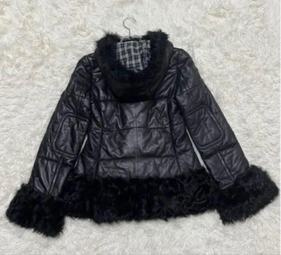 未使用　バーバリーブルーレーベル　ラムレザー ダッフルコート 黒　M