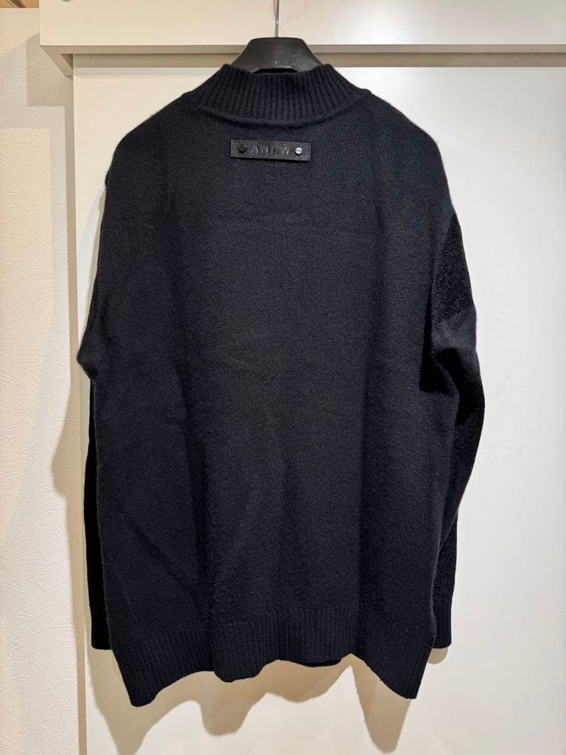 美USED ANEW GOLF メンズ モックネックボーダー刺繍ロゴニット