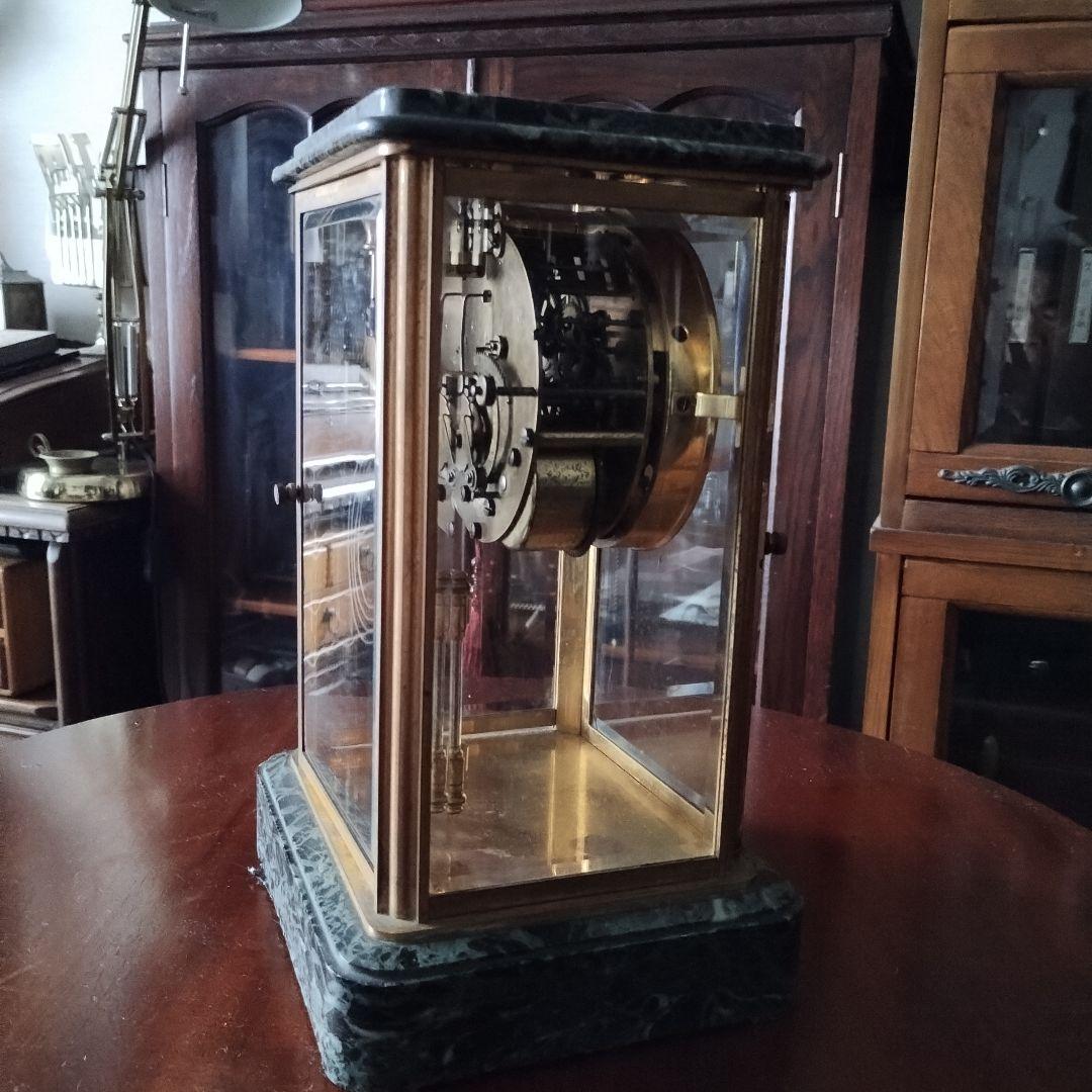 ぬ*.様 アンティーク　精工舎　大理石　４面ガラス　時報打ち　置時計　 ゼンマイ