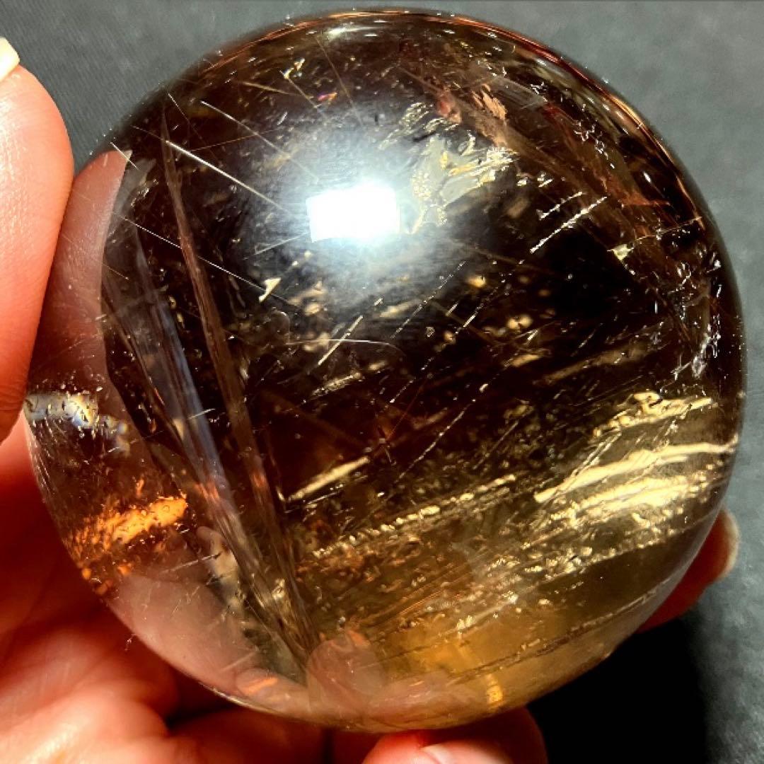 超大玉　64mm ゴールドルチルクォーツ　金針水晶　パワーストーン