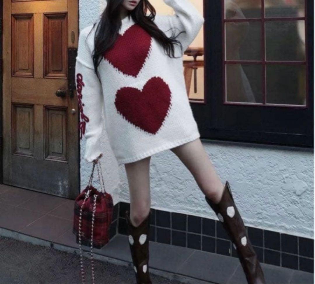 ハートロゴローゲージニットチュニック