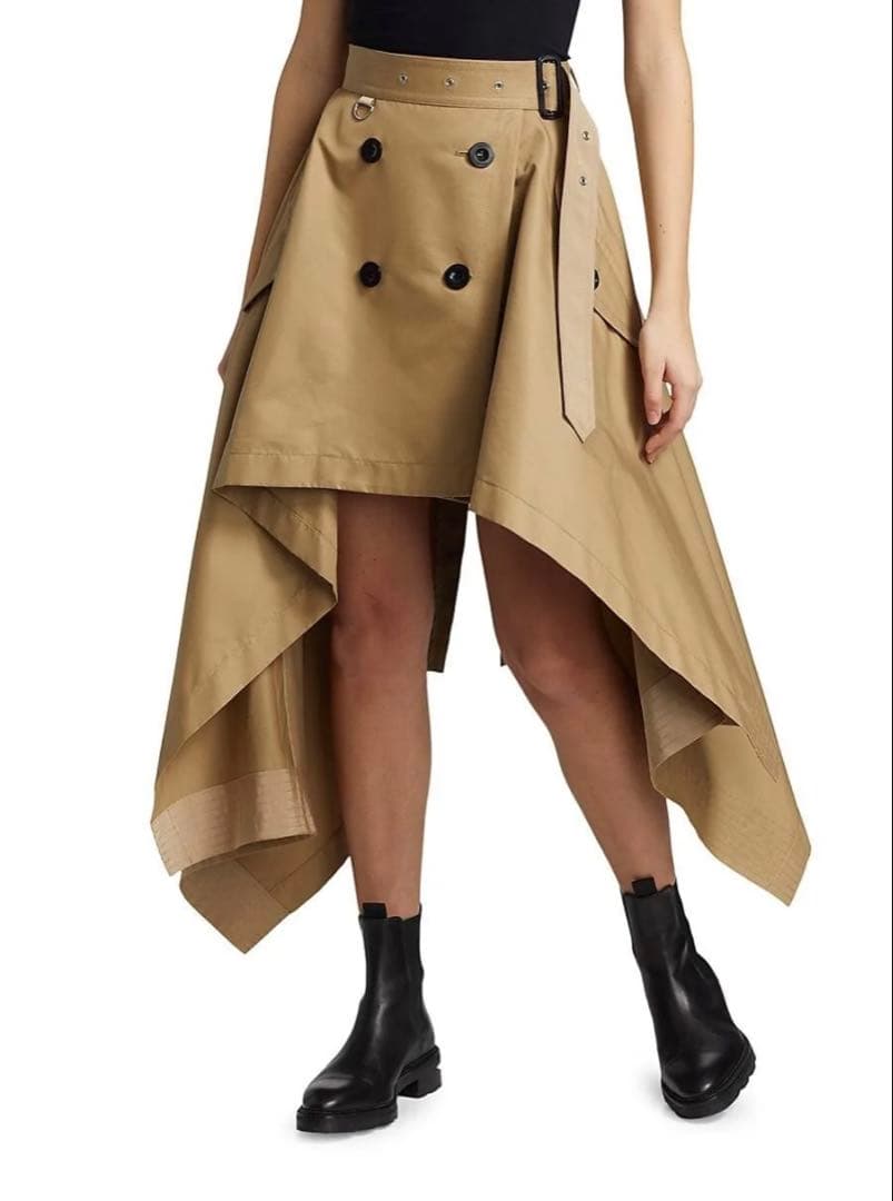 sacai コットンギャバジントレンチスカート 巻きスカート　ロング　ひざ丈