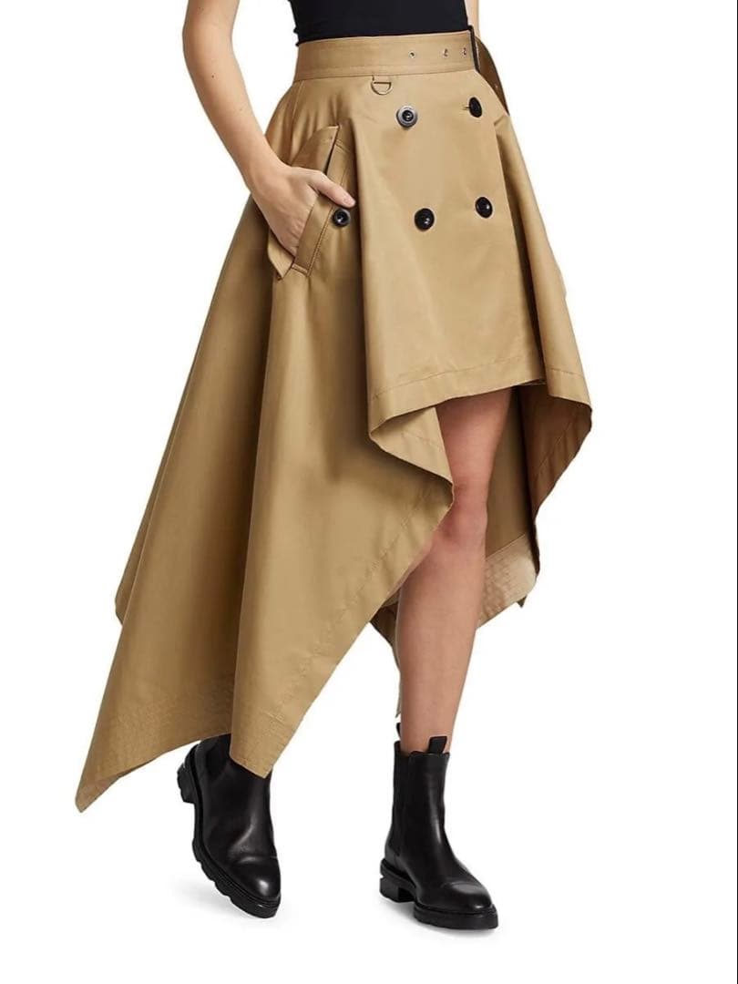 sacai コットンギャバジントレンチスカート 巻きスカート　ロング　ひざ丈