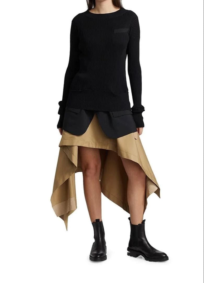 sacai コットンギャバジントレンチスカート 巻きスカート　ロング　ひざ丈