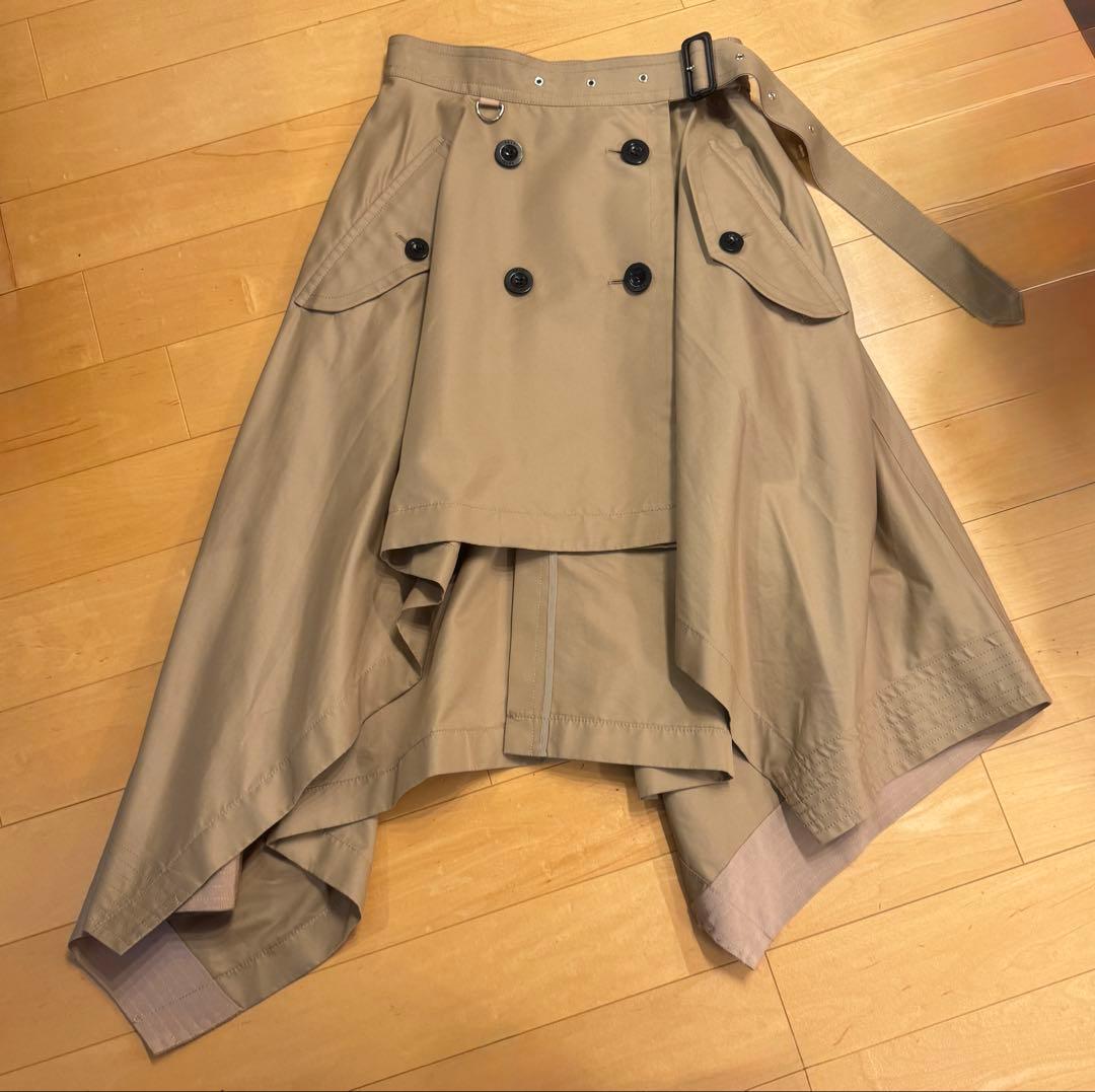 sacai コットンギャバジントレンチスカート 巻きスカート　ロング　ひざ丈