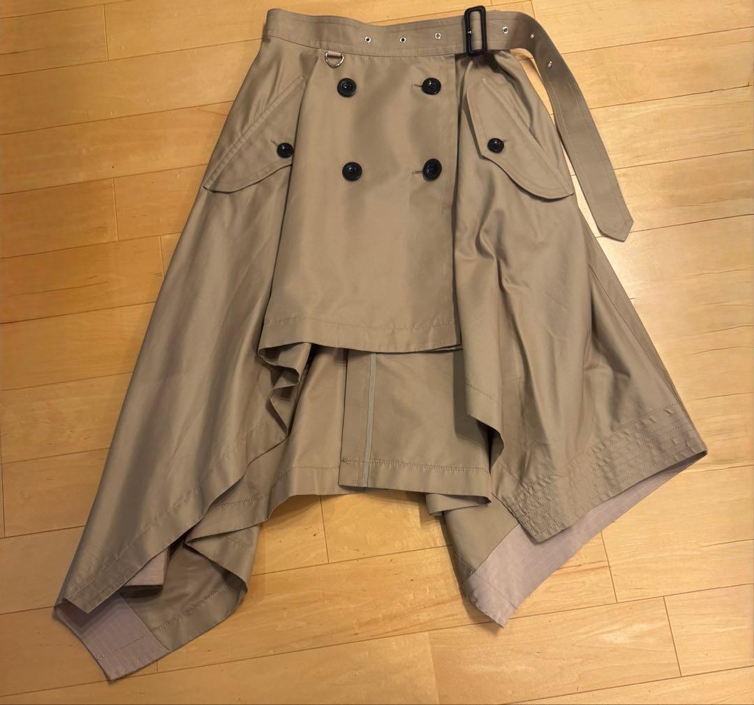 sacai コットンギャバジントレンチスカート 巻きスカート　ロング　ひざ丈