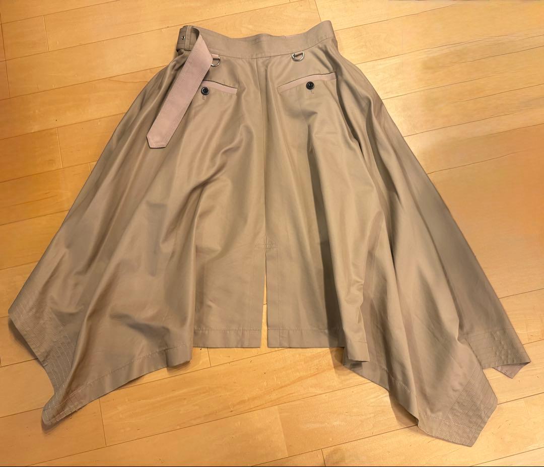 sacai コットンギャバジントレンチスカート 巻きスカート　ロング　ひざ丈