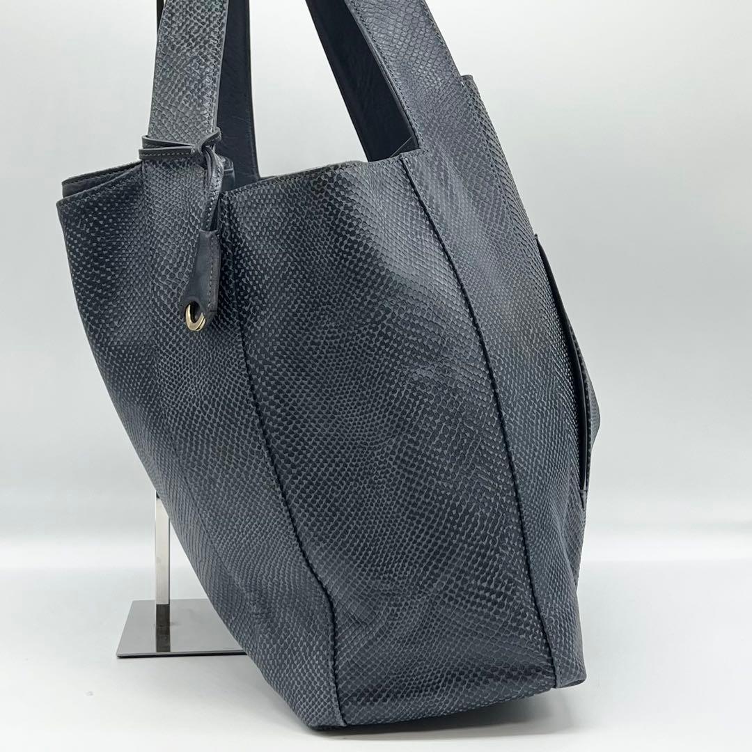 極美品✨アニアリ　エディターズトートバッグ　スケイルレザー　ネイビー　A4　希少