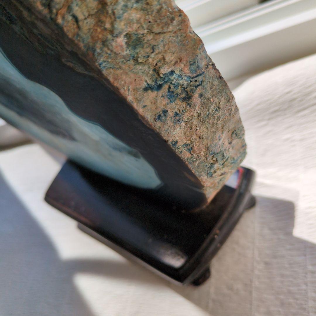 青　瑪瑙　鑑賞石　置物　台座　インテリア