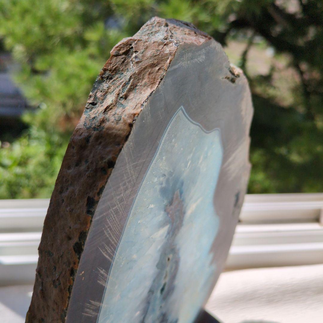 青　瑪瑙　鑑賞石　置物　台座　インテリア