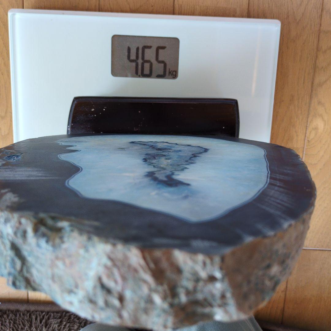 青　瑪瑙　鑑賞石　置物　台座　インテリア