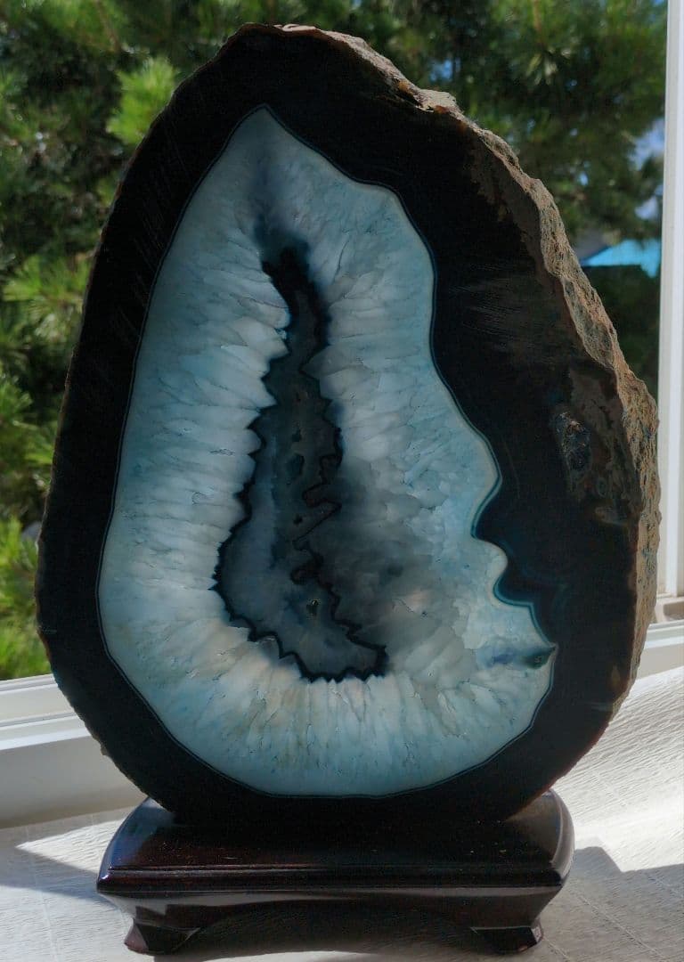 青　瑪瑙　鑑賞石　置物　台座　インテリア
