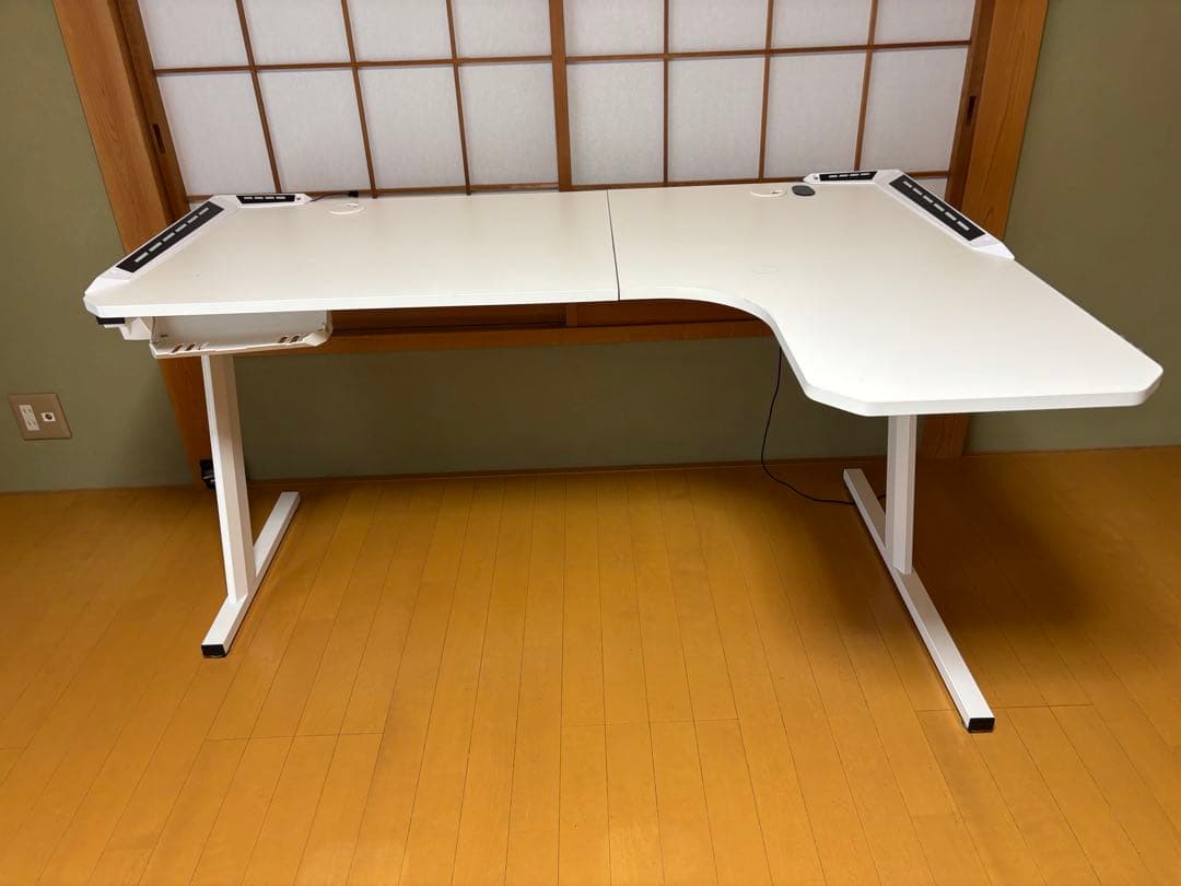 ホワイト L字型 パソコンデスク 高さ調整機能付【引き取りの方は大歓迎】値段相談