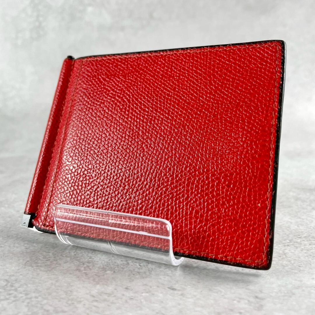 美品✨ヴァレクストラ マネークリップ 赤 ユニセックス グレインカーフスキン