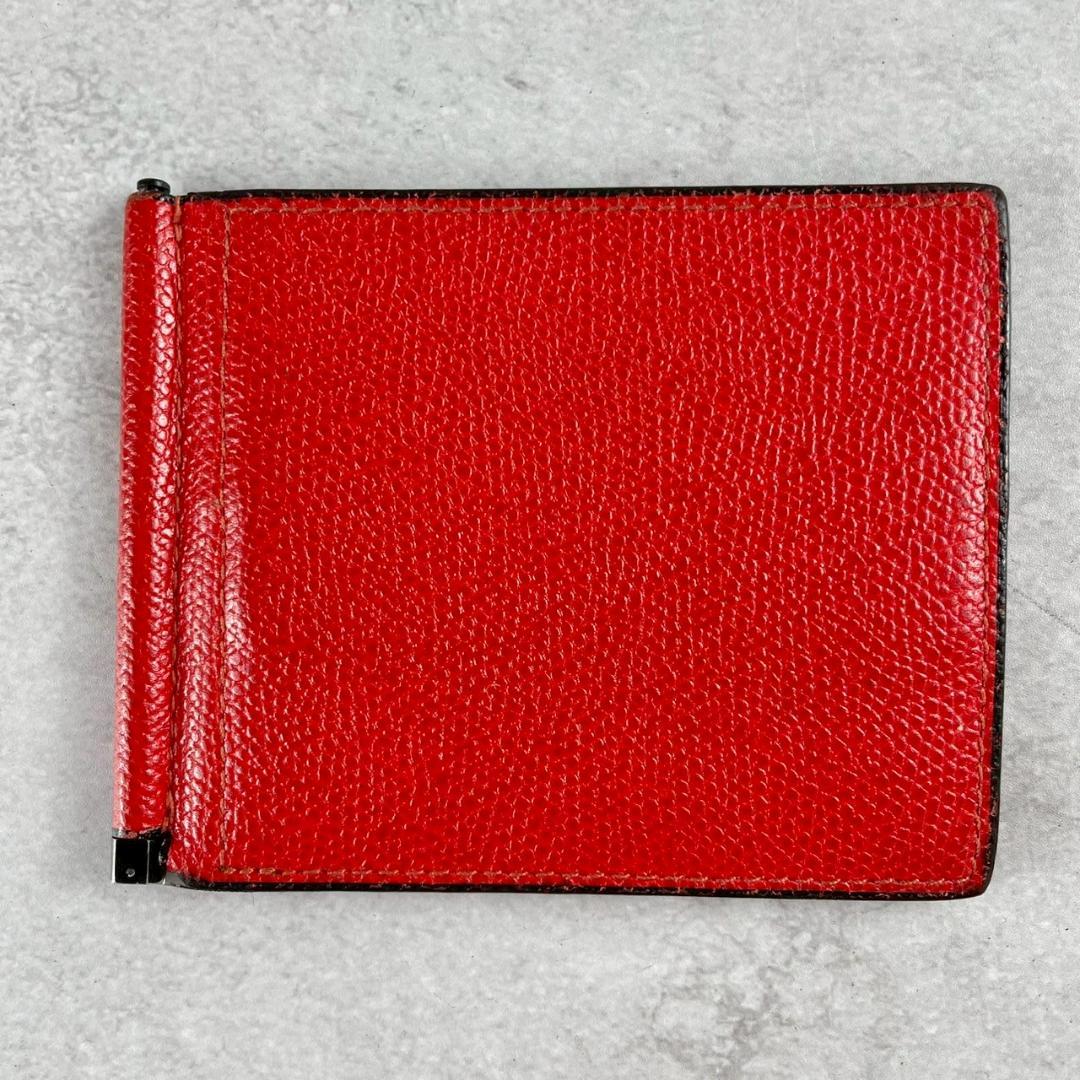 美品✨ヴァレクストラ マネークリップ 赤 ユニセックス グレインカーフスキン