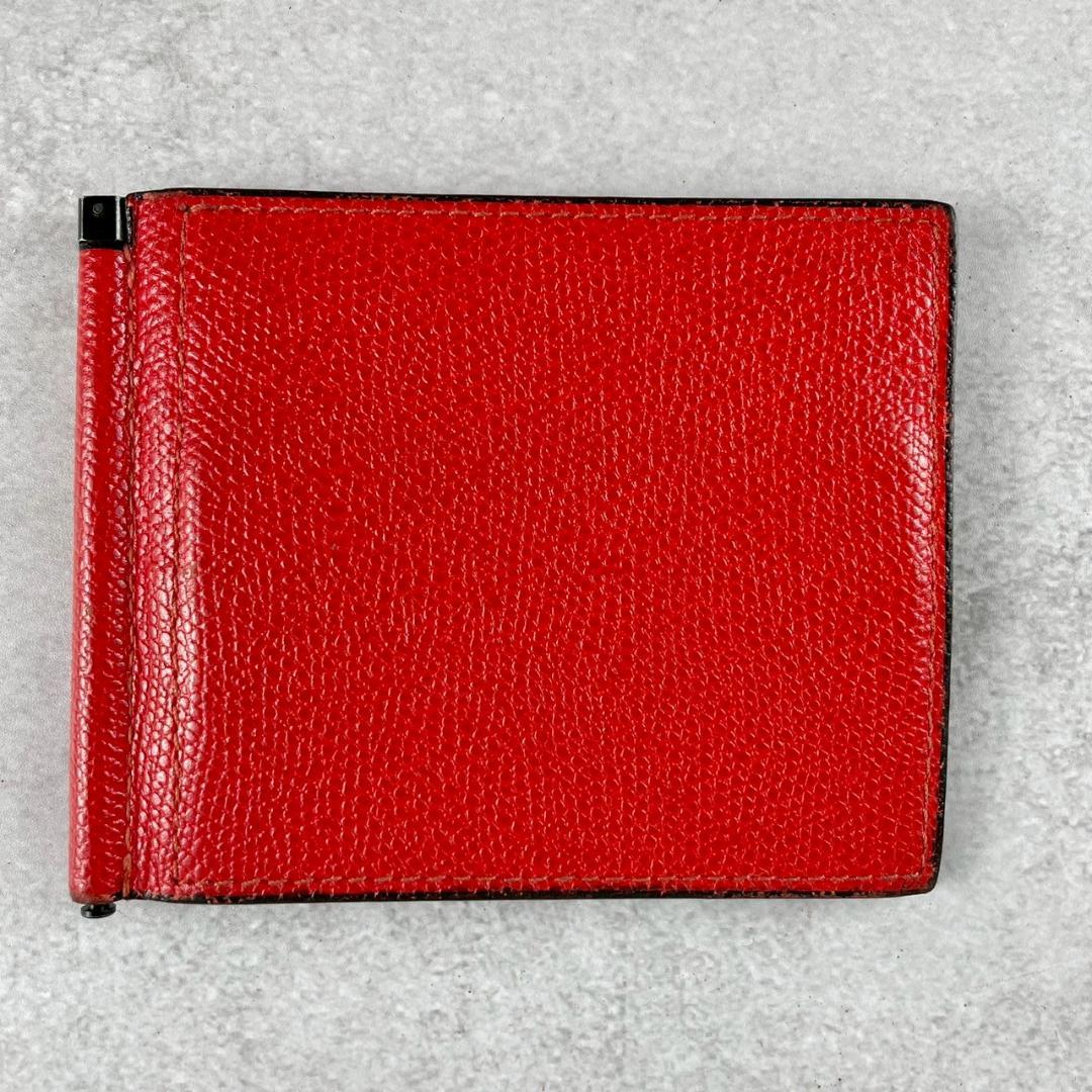 美品✨ヴァレクストラ マネークリップ 赤 ユニセックス グレインカーフスキン